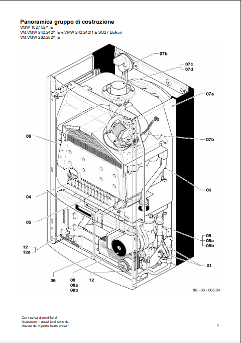 Esploso caldaia Vaillant VMW 242