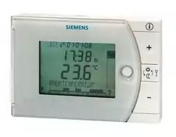 Immagine del termostato Siemens REV24, illustrando le sue funzionalità avanzate e il design elegante