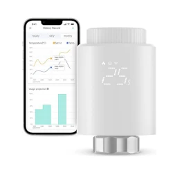 Smartphone displaying eWelink app controlling SONOFF TRVZB Thermostatic Radiator Valve.