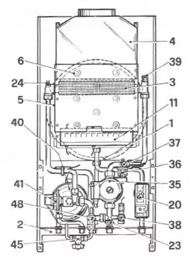 Ilustración de la Caldera de Cámara Abierta Euroterm SIMPLEX 20 J - Manual de Instrucciones