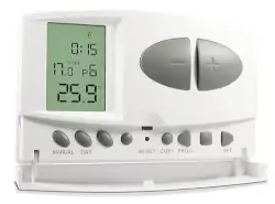 Imagen del termostato Avidsen 103953 mostrando su pantalla y botones de fácil uso