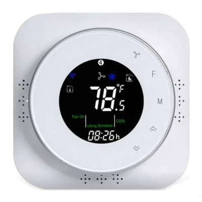 Termostato intelligente Beca BHT-6000WM GCLW acceso con tutte le luci attive