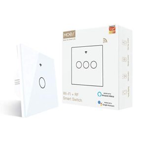 Interruttore Smart WiFi MOES RF433, Touch, senza neutro, 1 via